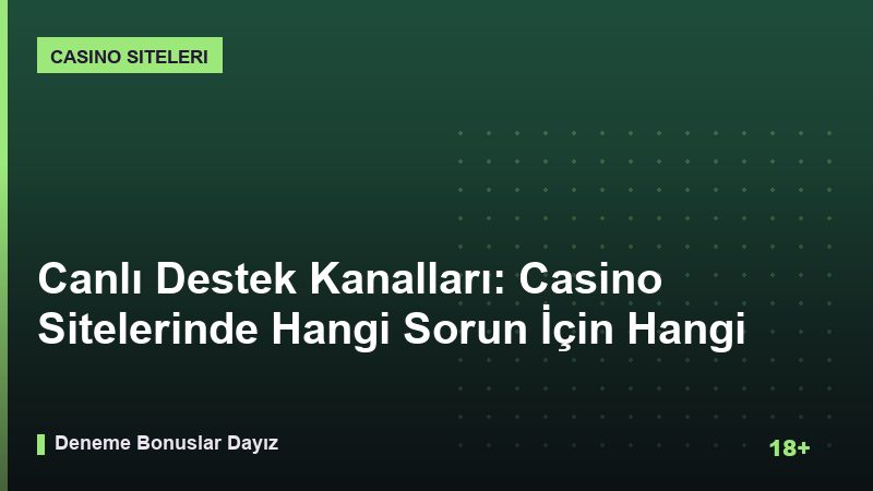 Canlı Destek Kanalları: Casino Sitelerinde Hangi Sorun İçin Hangi Kanal?